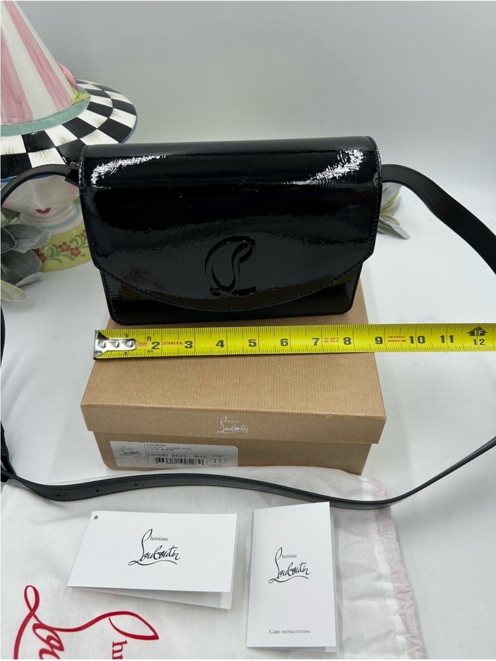 Women’s Christian Louboutin LOUBI 54 patent leather Crossbody bag made in Italy - Picture 6 of 15